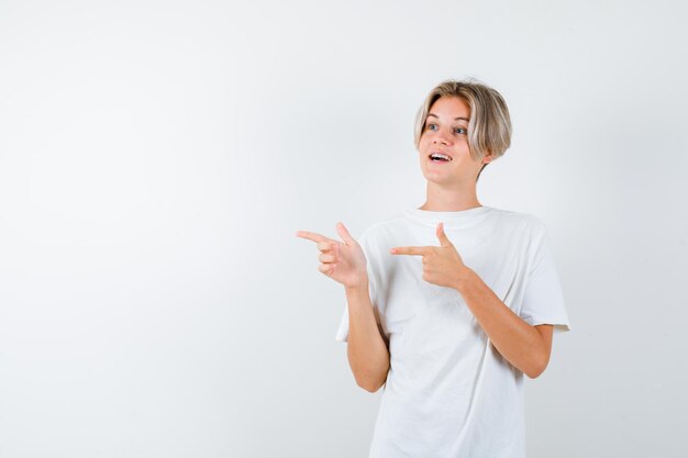 Expressive young boy posing in the studio