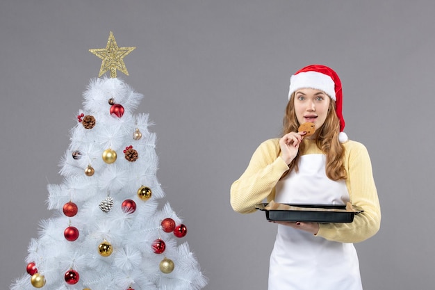 Expressive young cook posing for winter holidays