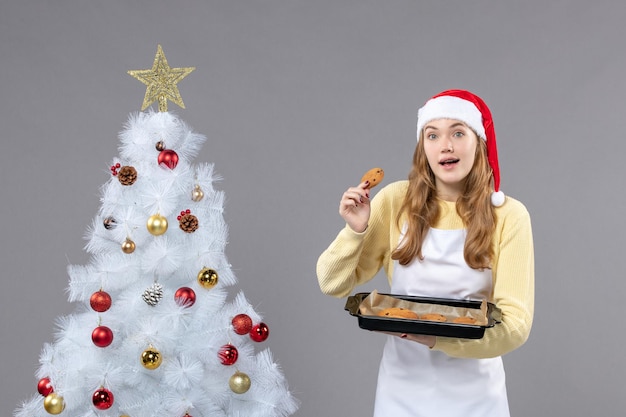 Expressive young cook posing for winter holidays