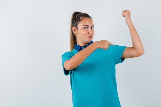 Expressive young girl posing in the studio