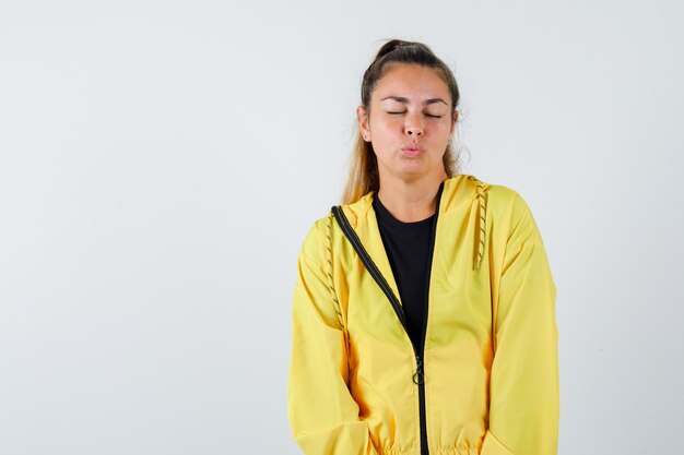 Expressive young girl posing in the studio