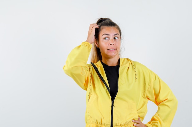 Expressive young girl posing in the studio