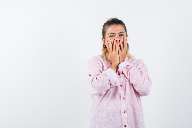 Expressive young girl posing in the studio