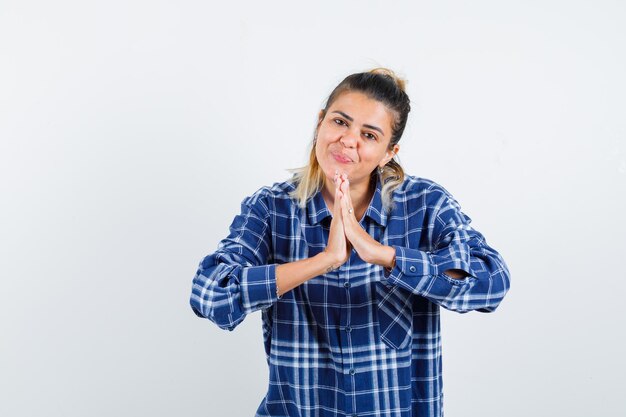 Expressive young girl posing in the studio