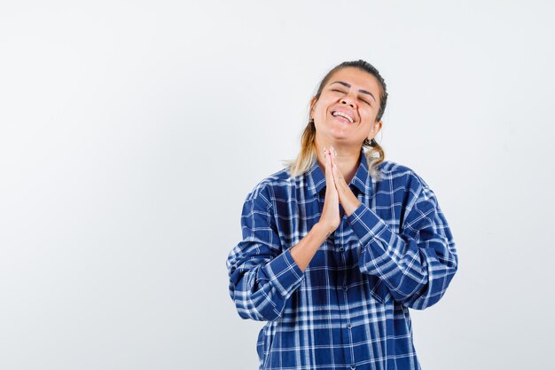 Expressive young girl posing in the studio