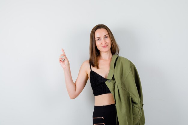 Expressive young girl posing in the studio