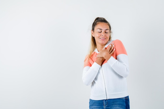 Expressive young girl posing in the studio