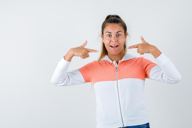 Expressive young girl posing in the studio