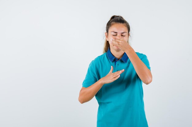 Expressive young girl posing in the studio