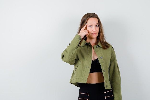 Expressive young girl posing in the studio