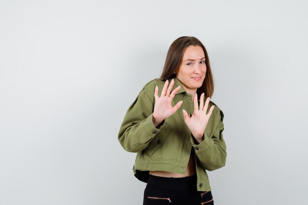 Expressive young girl posing in the studio