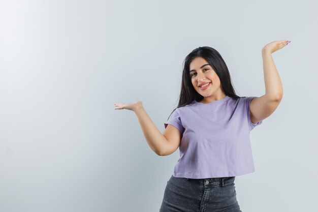 Expressive young girl posing in the studio