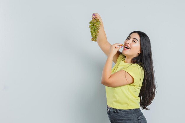 Expressive young girl posing in the studio