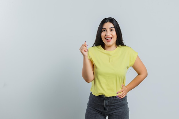 Expressive young girl posing in the studio