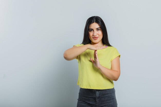 Expressive young girl posing in the studio