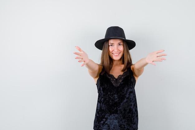 Expressive young lady posing in the studio