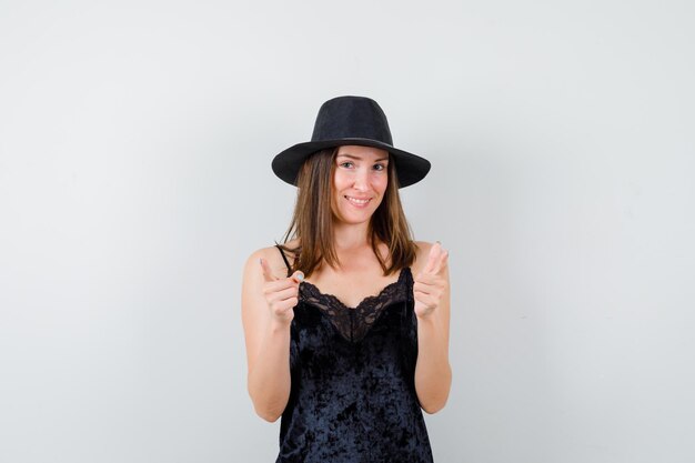 Expressive young lady posing in the studio