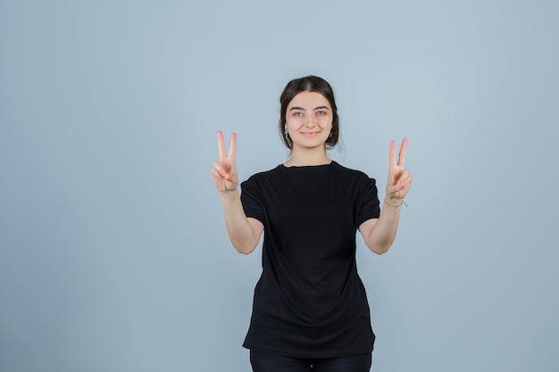 Expressive young lady posing in the studio