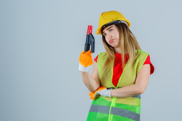 Expressive young lady posing in the studio