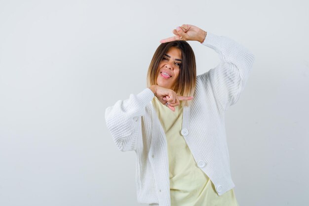 Expressive young lady posing in the studio