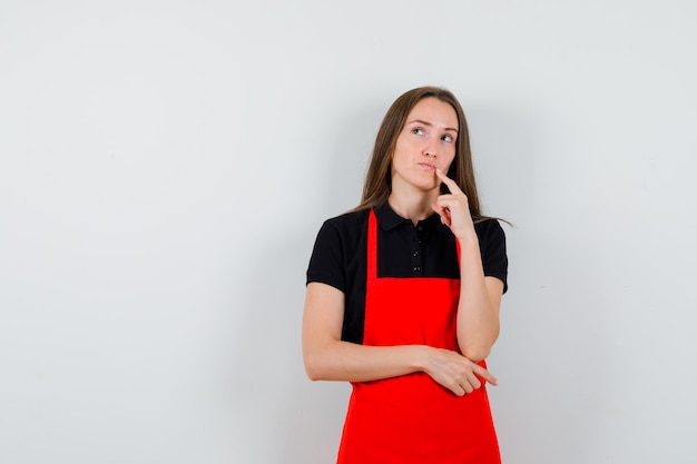 Expressive young lady posing in the studio