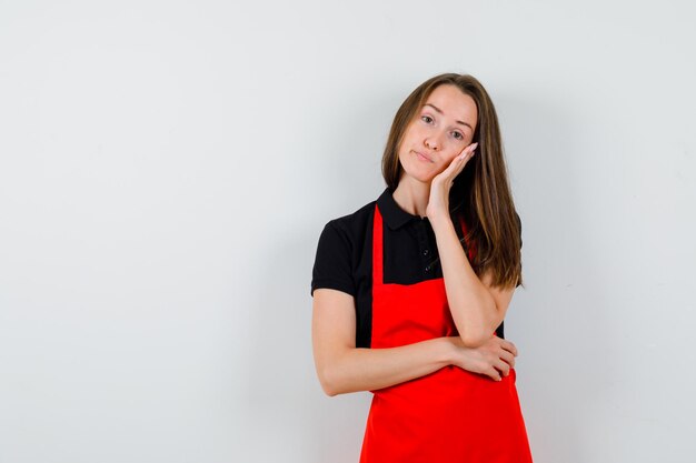 Expressive young lady posing in the studio