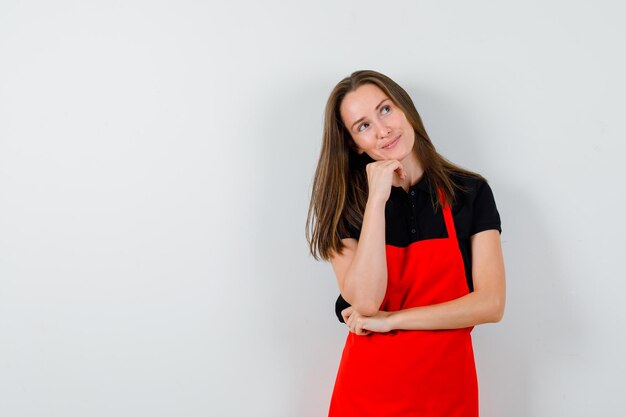 Expressive young lady posing in the studio