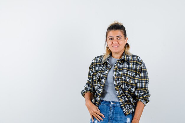 An expressive young lady posing