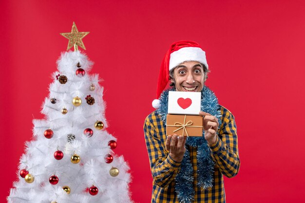 Expressive young man posing for Christmas