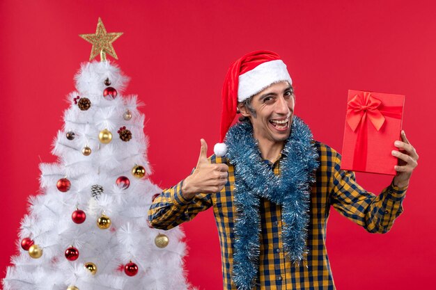 Expressive young man posing for Christmas