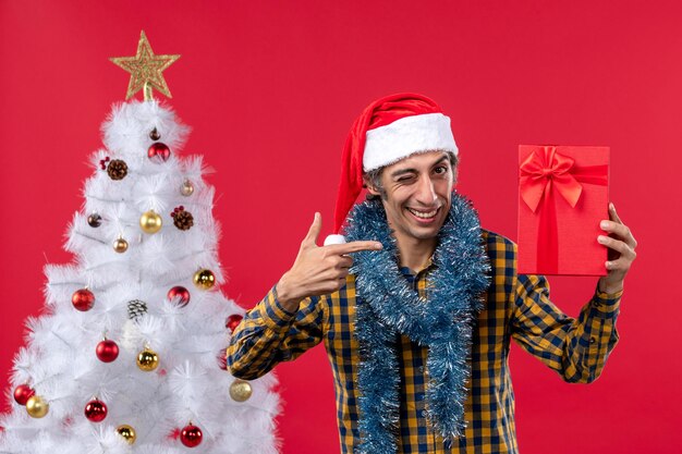 Expressive young man posing for Christmas