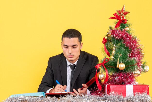 Expressive young man posing for Christmas