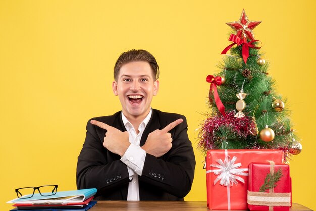 Expressive young man posing for Christmas