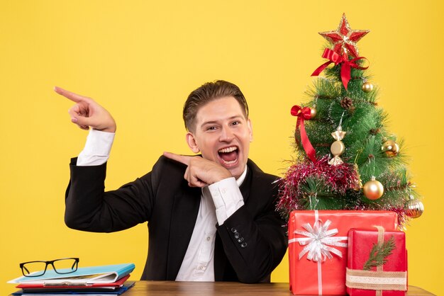 Expressive young man posing for Christmas