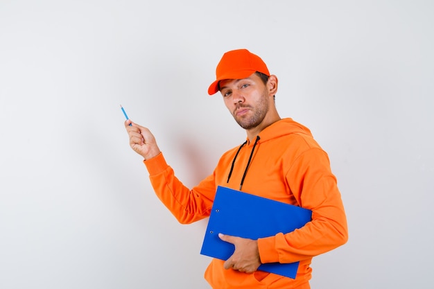 Expressive young man posing in the studio