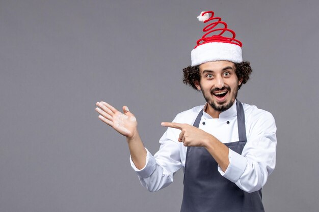 Expressive young man posing for winter holidays