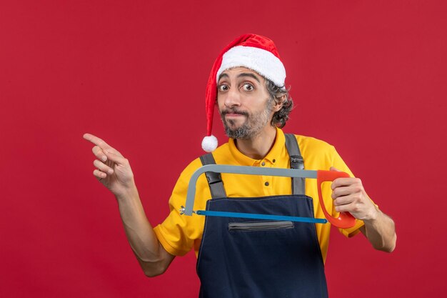 Expressive young man posing for winter holidays