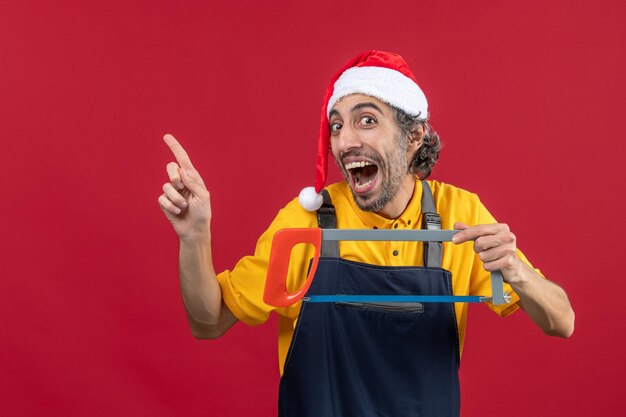 Expressive young man posing for winter holidays