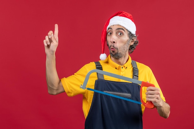 Expressive young man posing for winter holidays