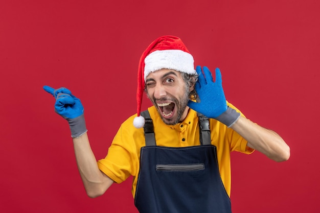 Free photo expressive young man posing for winter holidays