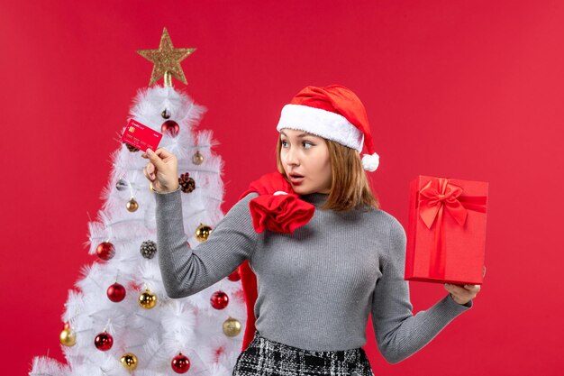 Expressive young person posing for winter holidays