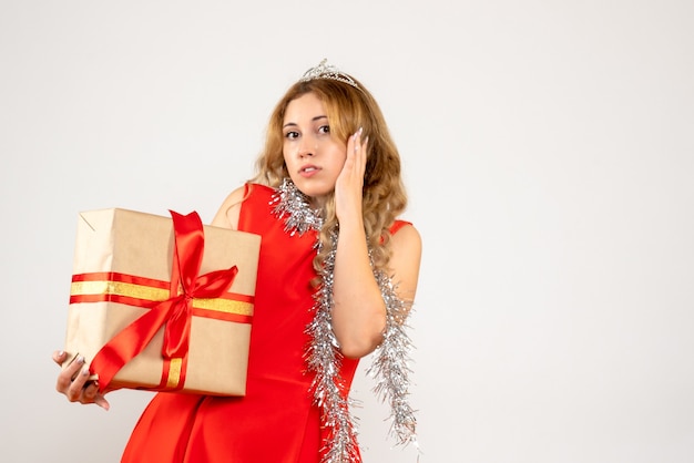 Expressive young woman posing for Christmas