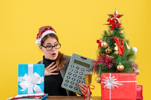 Expressive young woman posing for Christmas