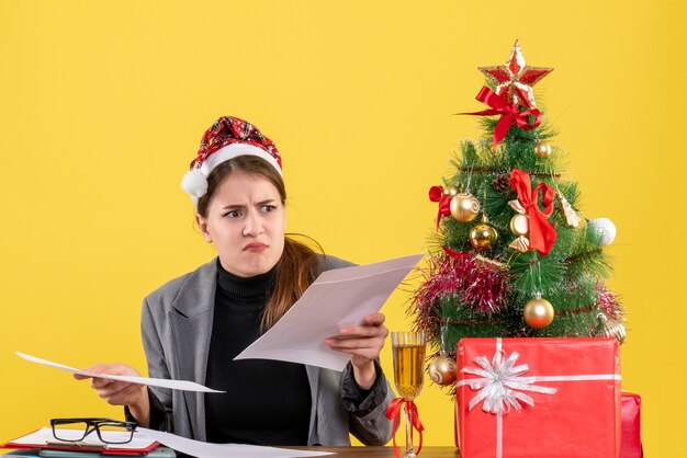 Expressive young woman posing for Christmas