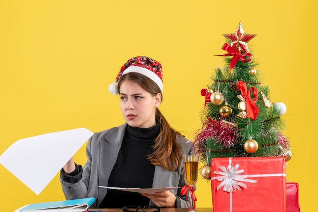 Expressive young woman posing for Christmas