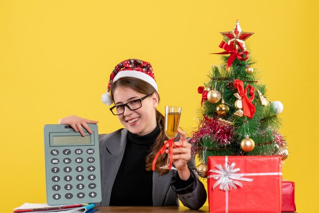 Expressive young woman posing for Christmas