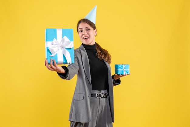 Expressive young woman posing for Christmas