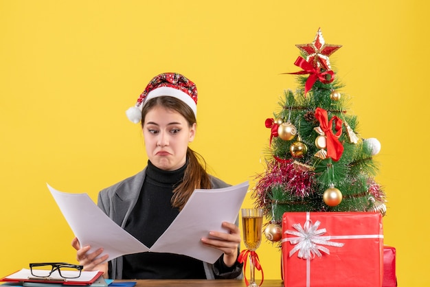 Expressive young woman posing for Christmas