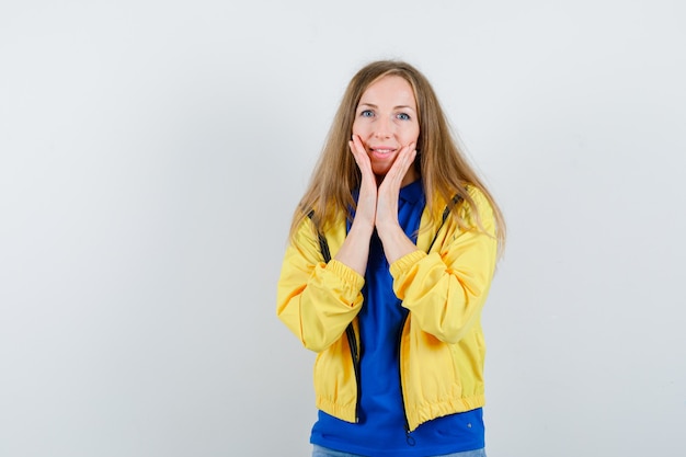 Expressive young woman posing in the studio