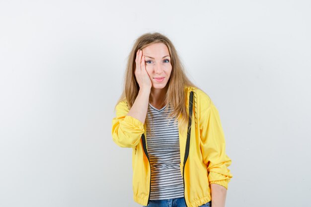 Expressive young woman posing in the studio